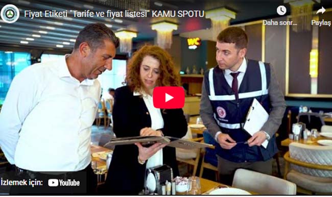 Fiyat Etiketi “Tarife ve fiyat listesi” KAMU SPOTU